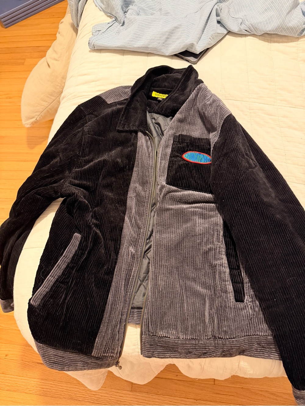 Men's Chinatown market Two-Tone Corduroy Jacket in Black and Gray